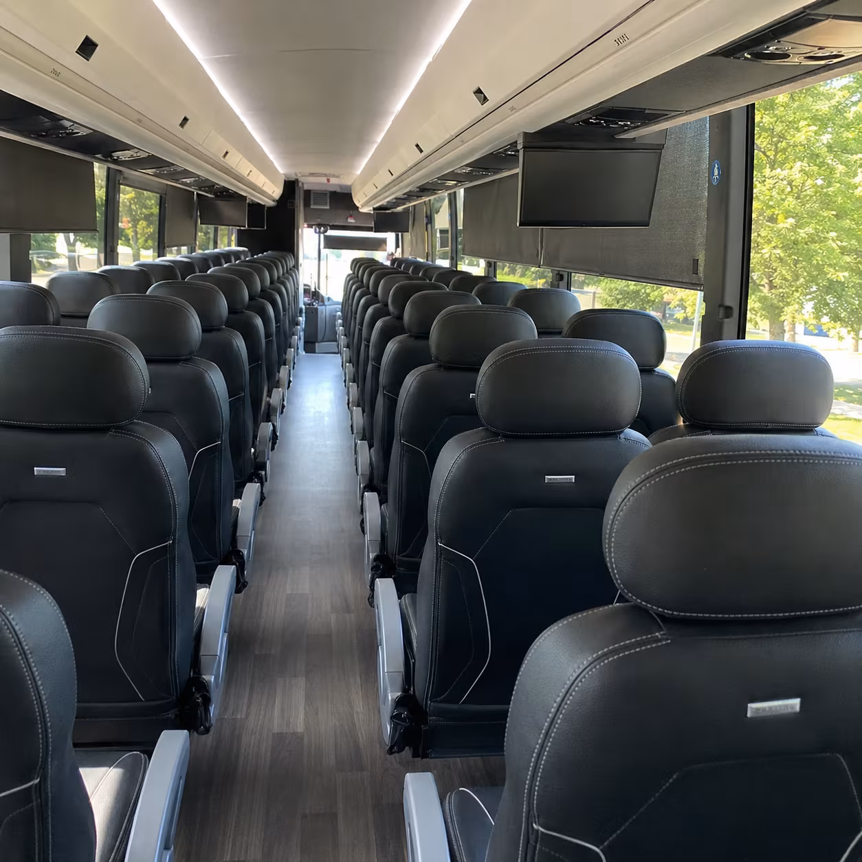 bloomington charter bus rental interior