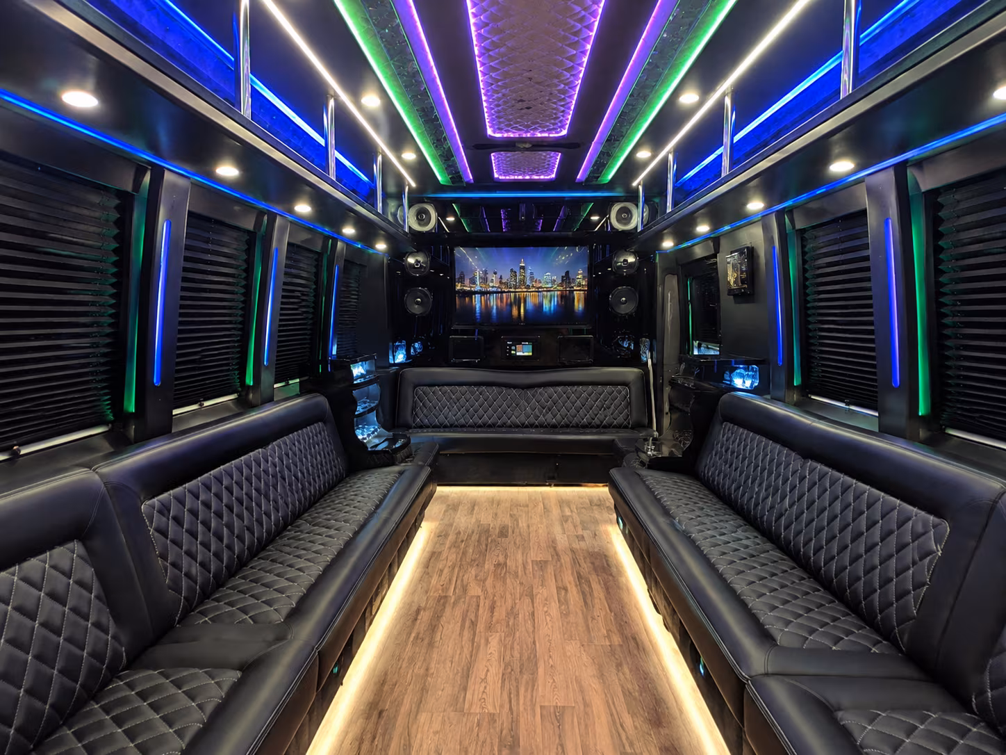 mankato 25 passenger party bus interior