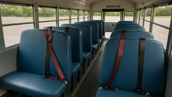 Interior of Charter Bus Company Saint Paul's School Bus in Saint Paul